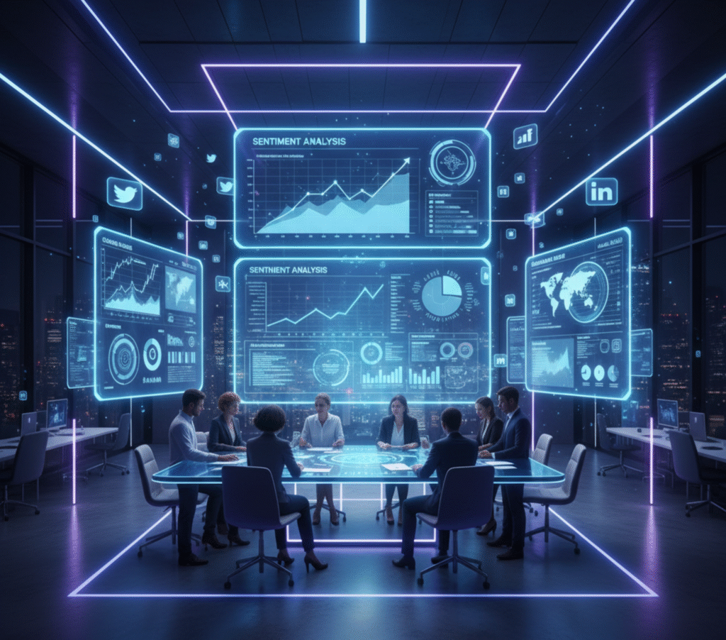 Future of media coverage and digital PR showing AI technology and modern public relations innovation trends