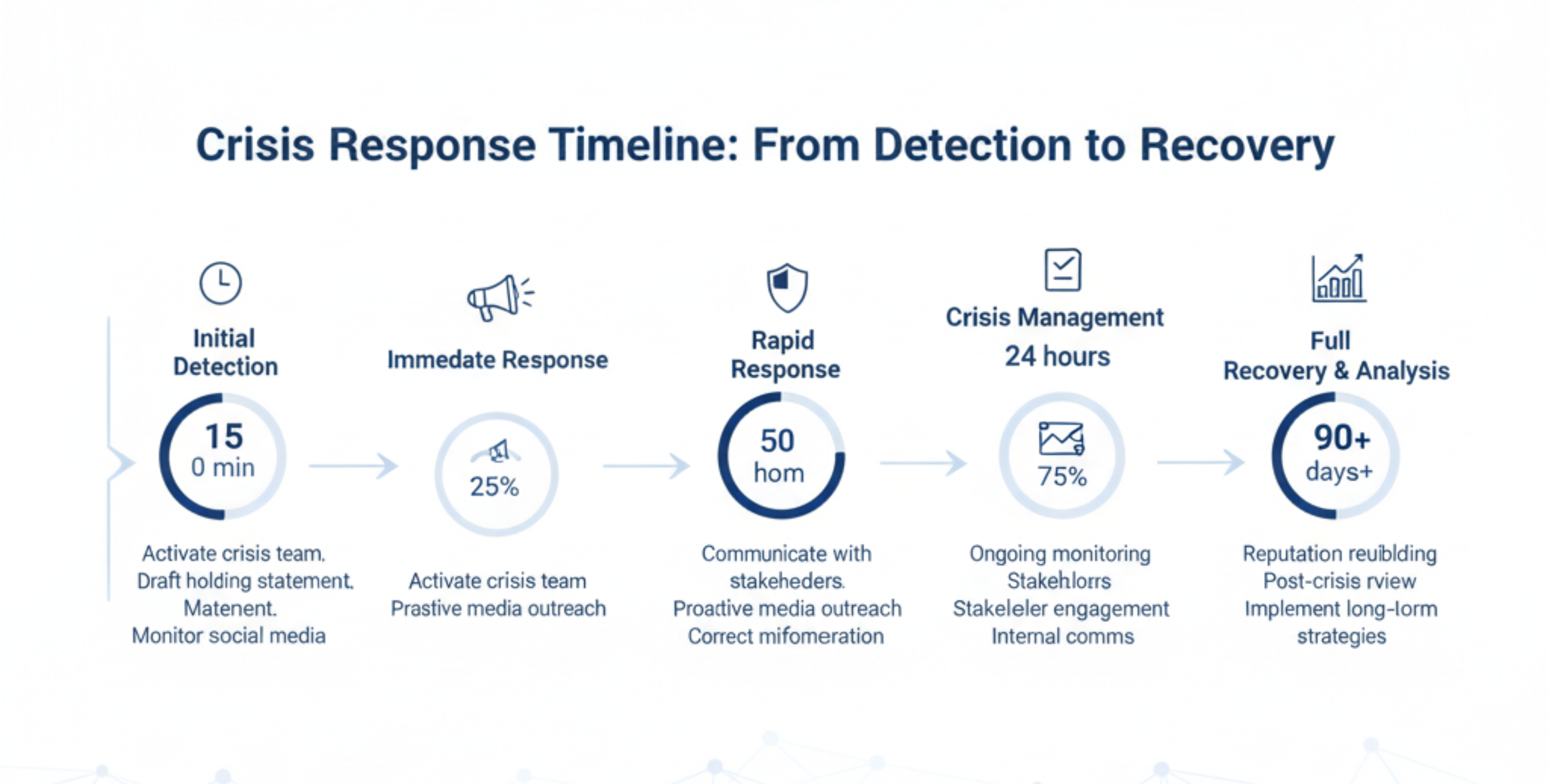 Crisis management PR firms' response timeline showing professional crisis handling process and recovery phases