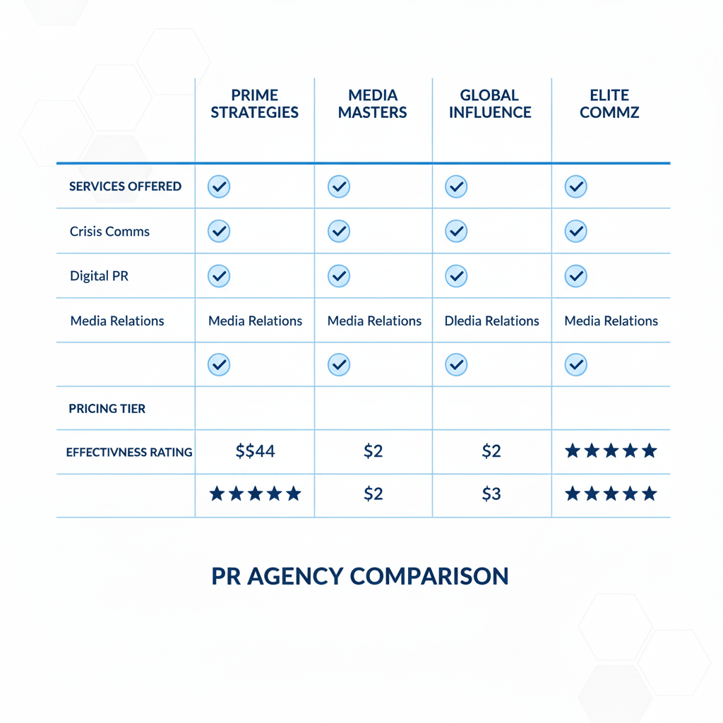 Comparison Table of the Best Consumer PR Agencies