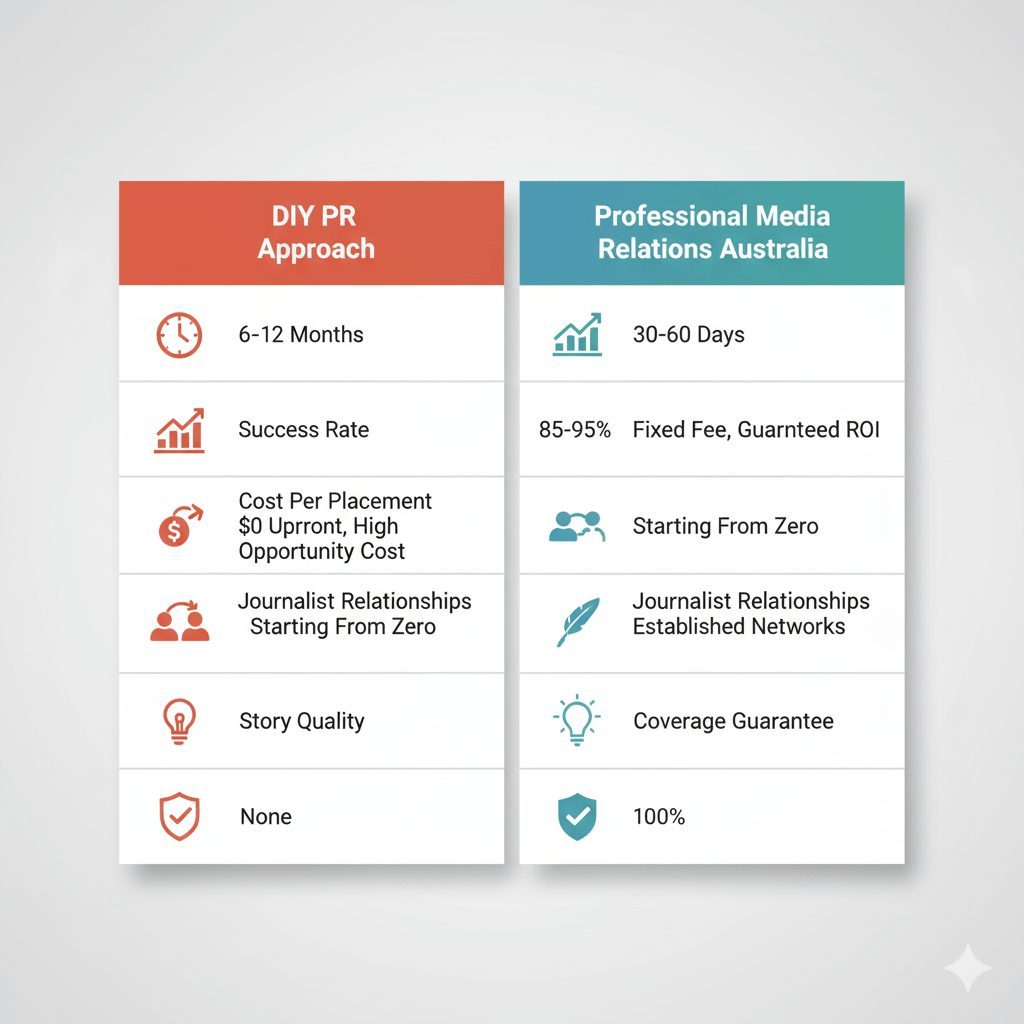 Get Featured in the Australian Financial Review comparison showing DIY versus professional Pitching to Australian Financial Review results