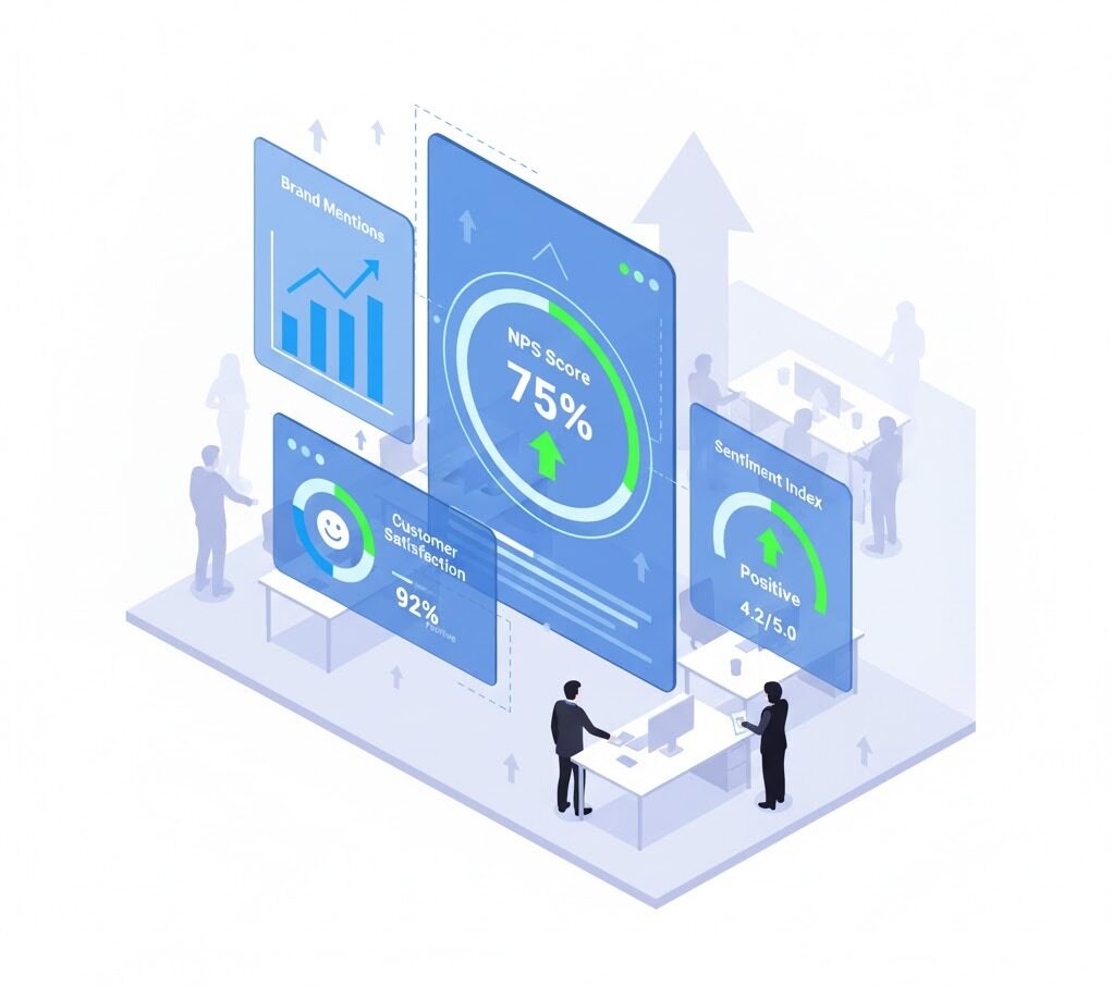 Illustration showing key metrics for measuring brand trust success