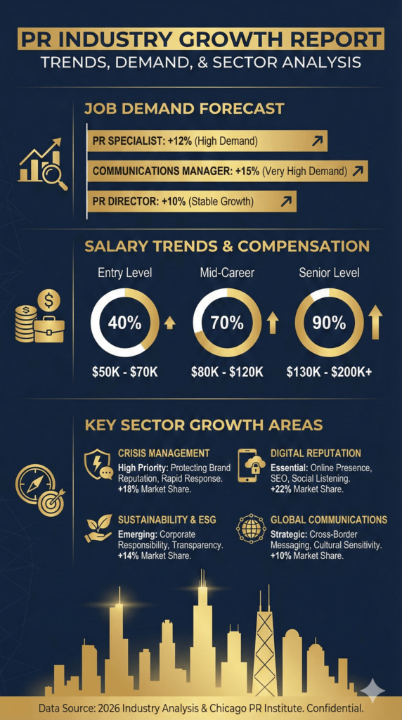 Public Relations Companies Chicago industry growth statistics and demand trends infographic 2025