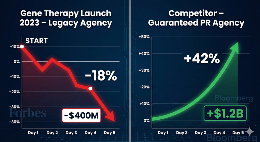 Pharma Product Launch PR failure vs success: $400M lost vs 42% stock gain in one week