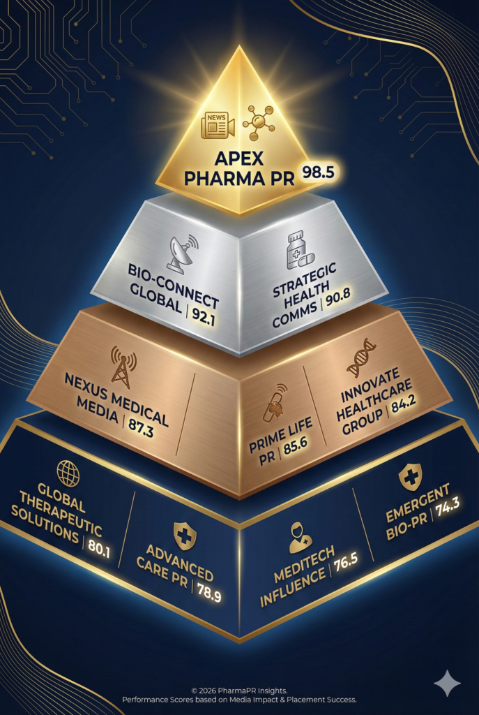 Healthcare PR Firms for Drug Manufacturers ranking infographic showing top 18 PR Agencies for Drug Manufacturers in 2026 tier comparison